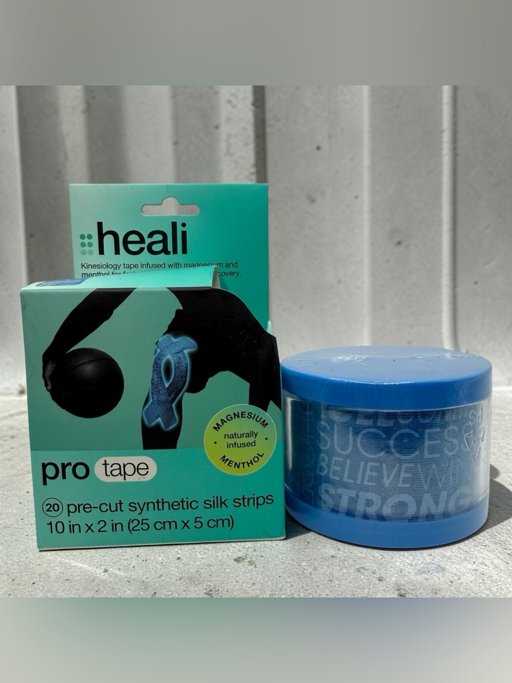 Heali Kinesiology Tape Magnesium Menthol 20 Precut Strips 2”x10” Blue EXP: 4/30